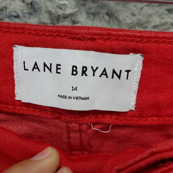 Lane Bryant Jeans Womens 14 Red Boyfriend Capri Flex Magic Waistband Denim - Picture 2 of 10